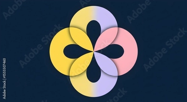 Obraz Geometric Interlocking Triangles on Dark Blue Background