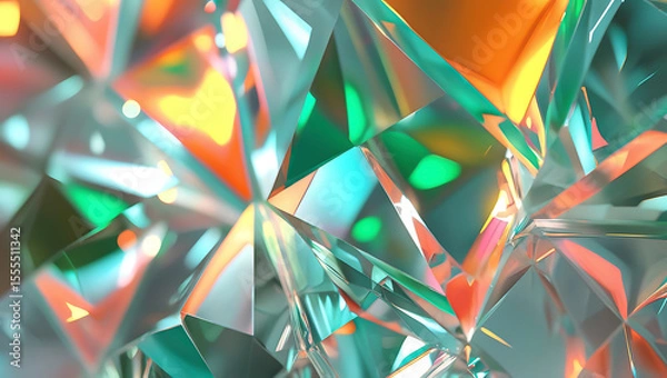 Fototapeta Abstract Refracted Light Through Clear Crystals, Prismatic Glow