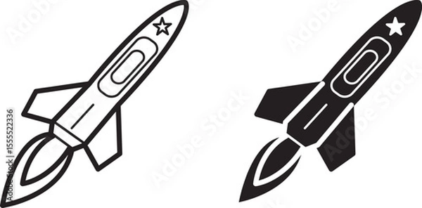 Fototapeta missile icon, in white background, eps 10, vector illustration