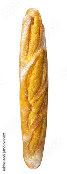 Obraz Freshly baked baguette or Golden-brown baguette, freshly baked and dusted with flour. One freshly baked baguette isolated 
