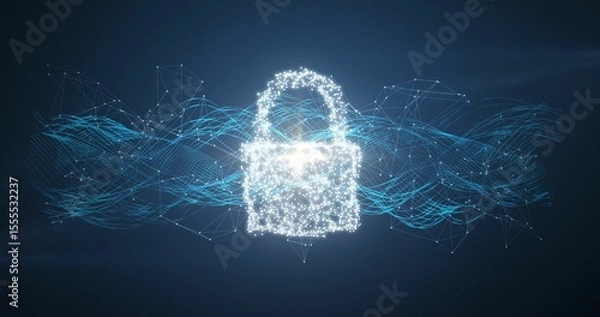 Fototapeta Composite image of padlock and connecting lines