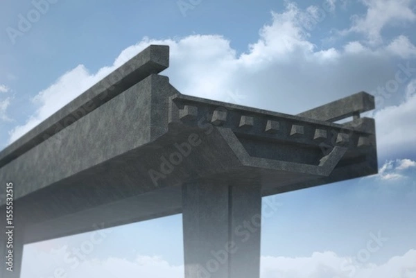 Obraz concrete overpass column is rising in flat design construction showing girder with connector blocks