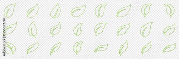 Obraz Green leaf icons set. Leaves icon on isolated background. Collection green leaf. Elements design for natural, eco, vegan, bio labels. Vector illustration EPS 10