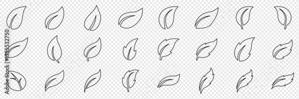 Obraz Isolated abstract leaves icons set on white background.