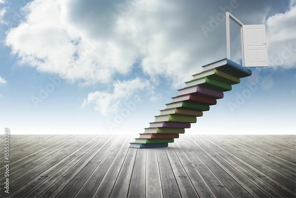 Obraz Book steps leading to door against sky