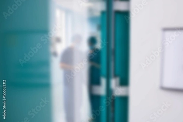 Fototapeta Two surgeons interacting with each other in corridor