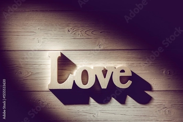 Obraz Love text on wooden table