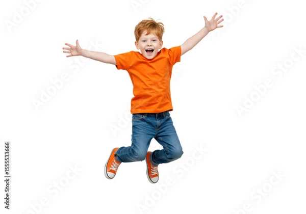 Obraz Isolated Joyful Redhead Boy Jumping High