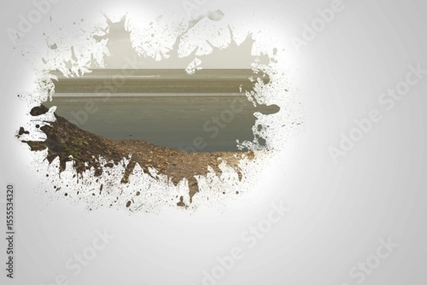 Obraz Splash on wall revealing beach