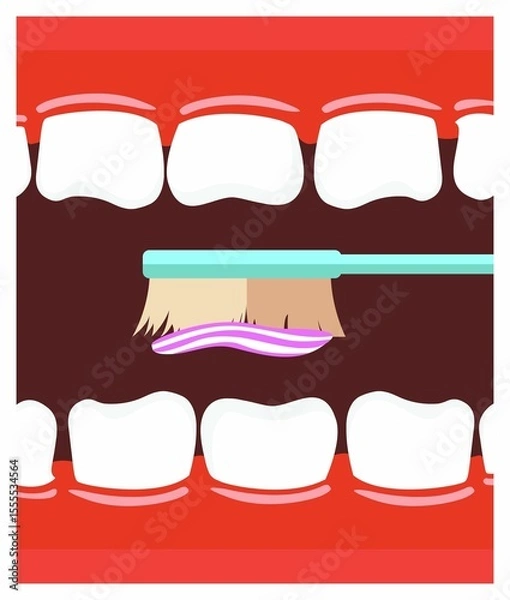 Fototapeta Vector icon of teeth with toothbrush