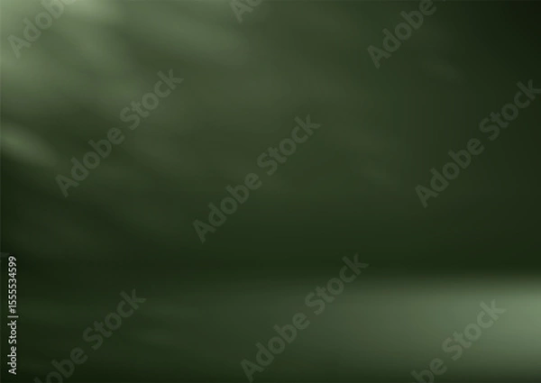 Fototapeta Empty Dark Green studio room background with shadow leaves space for selling products, backdrop, wallpaper, background, text. Vector illustration.