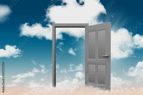 Obraz Digital composite of open door in sky