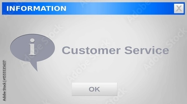 Obraz Image of information and customer service text with ok button on website page window