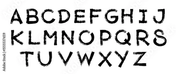 Fototapeta A-Z vector alphabet, hand written with a brush design, letters isolated on white background	
