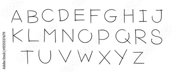 Fototapeta A-Z vector alphabet, hand written with a brush design, letters isolated on white background	