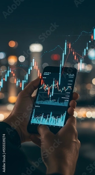 Fototapeta Financial Analytics and Market Trends Visualization.