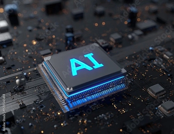 Fototapeta AI chip on circuit board