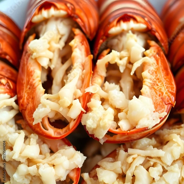 Fototapeta Delicious Lobster Delight: A mouthwatering image of perfectly cooked lobster, showcasing succulent meat and vibrant colors, evoking culinary satisfaction and gastronomic pleasure.