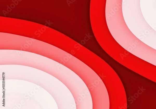 Fototapeta Abstract red and white curved bands overlapping in a graphic design