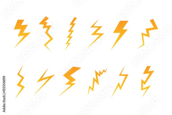 Obraz Stylized Yellow Lightning Bolt Icons Collection