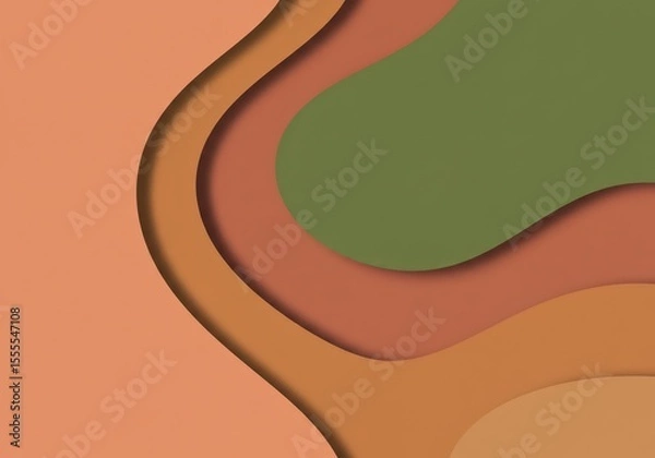 Fototapeta Abstract layered background with earth tones and wavy shapes design