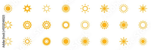 Obraz Sun icons vector illustration set. Sun icon set. Yellow sun icons vector. Sun set icon collection. Yellow sun star icons. Solar energy concept. Vector illustration. EPS 10