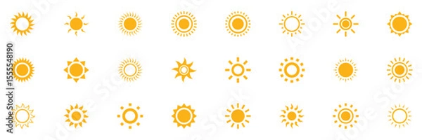 Obraz Sun icons vector illustration set. Sun icon set. Yellow sun icons vector. Sun set icon collection. Yellow sun star icons. Solar energy concept. Vector illustration. EPS 10