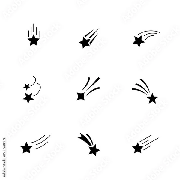 Obraz Set of Shooting Star Icons with Motion Trails
