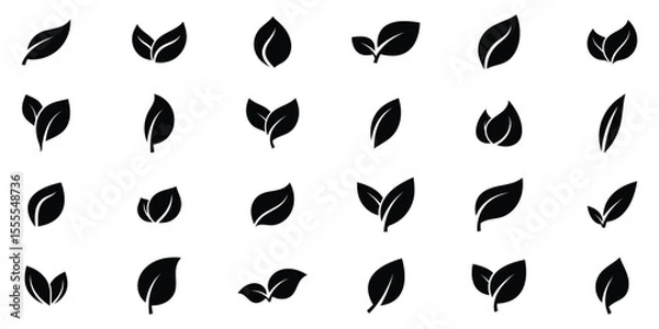 Obraz Leaves icon. Leaves icon set. Vector illustration. Leaf shapes collection