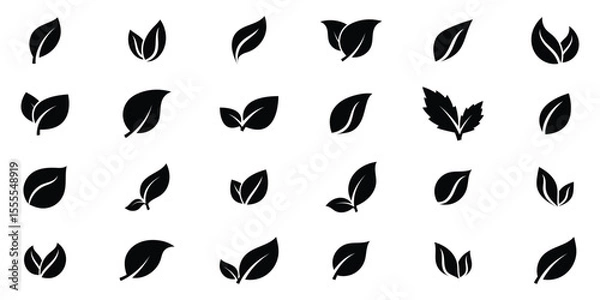 Fototapeta Leaf icons set. Leaves icon on isolated white background. Collection leaf. Ecology sign. Vector illustration.