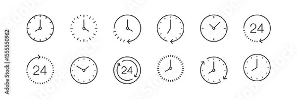 Obraz Minimalist Clock Icon Set