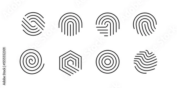 Obraz Minimalist Fingerprint Sensor Icon Collection