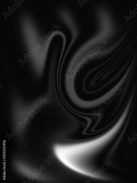 Fototapeta Abstract black and white liquid swirl background with grainy texture 