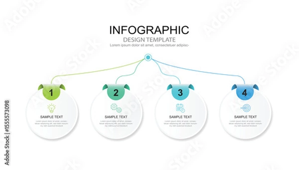 Fototapeta Infographic 4 options design elements for your business data. Vector Illustration