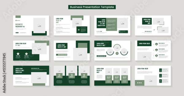 Fototapeta Powerpoint presentation slides template design. Minimal presentation layout for modern keynote presentation background, brochure design, website slider, landing page, annual report, company profile