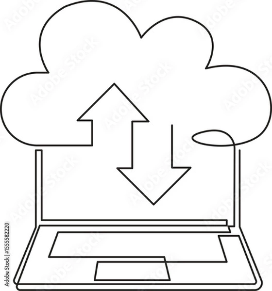 Obraz Cloud computer line icon, outline symbol, vector illustration, concept sign, Editable Stroke