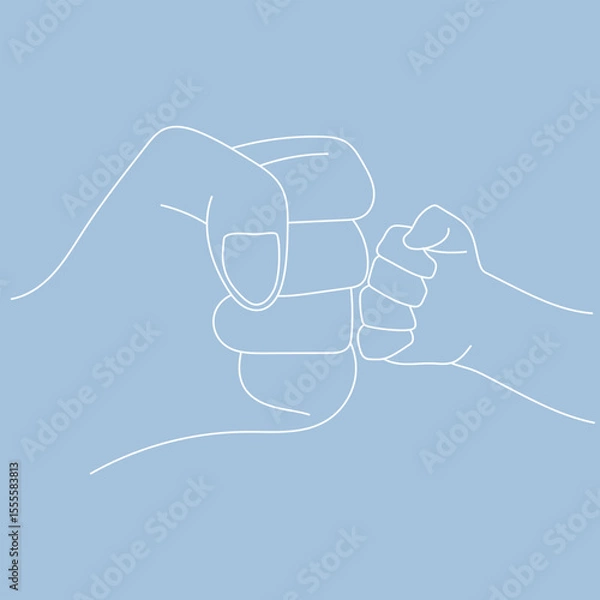 Fototapeta White Outline of Parent and Child Fist Bump