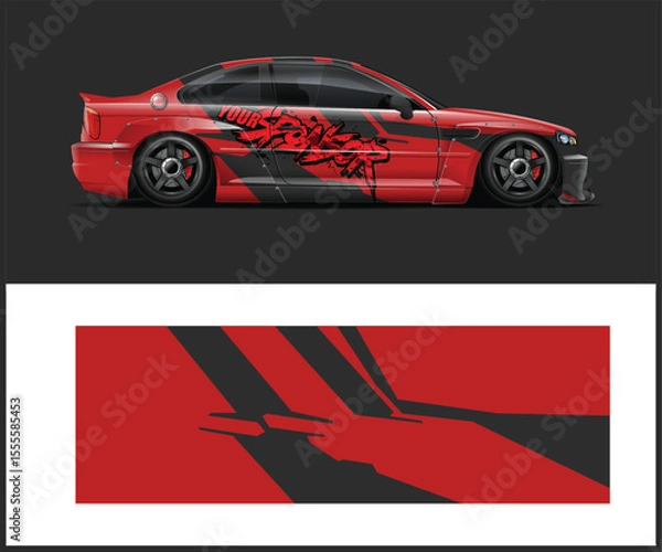 Obraz Red and Black Car Wrap Design Template Stylish
