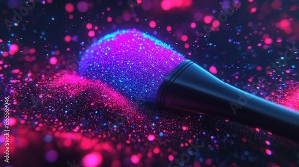 Fototapeta Colorful Glitter Brush on Sparkling Background with Bokeh Effects in Vibrant Hues