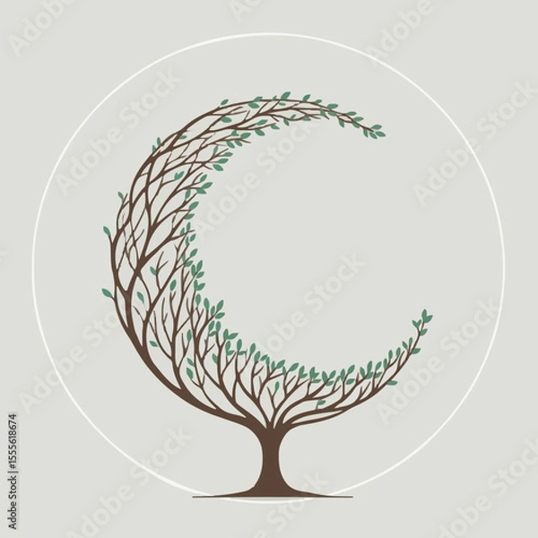 Obraz vector tree with green leaves