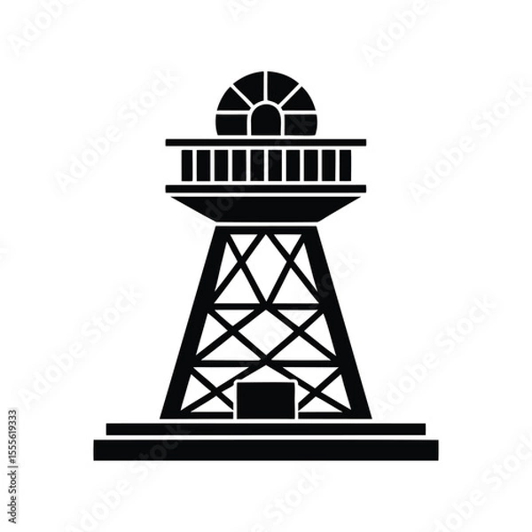 Fototapeta Stylized graphic image of a coastal watchtower or observation tower structure