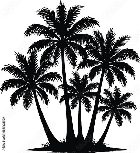 Obraz Coconut Plum Tree Silhouette Art  Design