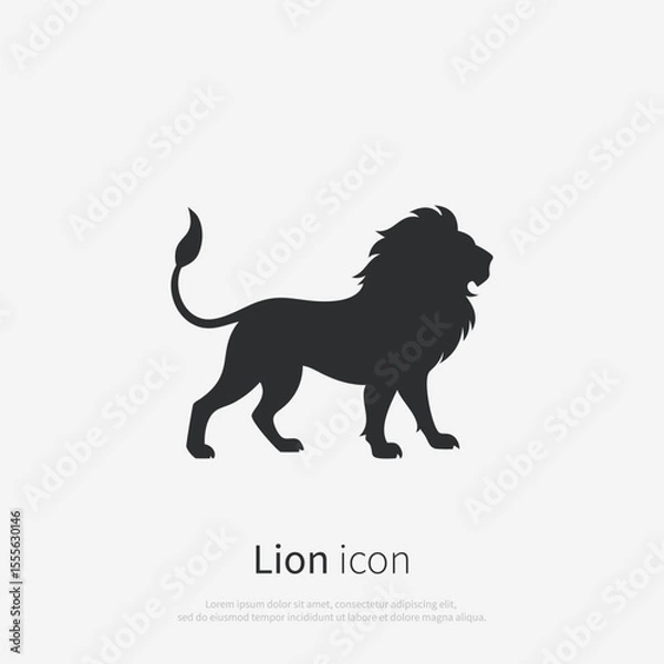 Obraz Lion silhouette logo. Black Lion icon isolated on white background. Vector illustration.