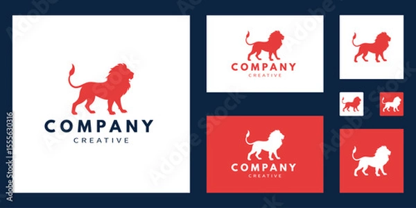 Obraz Lion icon logo template.  Lion silhouette symbol. Vector illustration