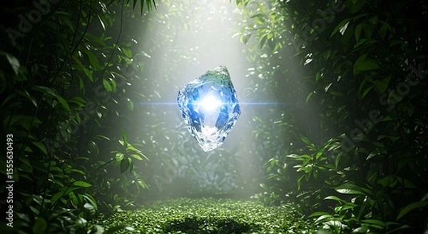 Fototapeta Floating Crystal in Forest