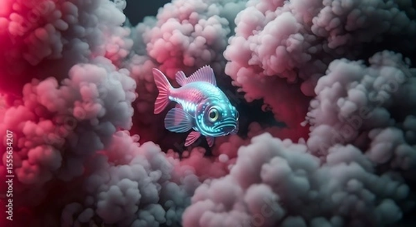 Fototapeta Glowing Fish in Colorful Cloudscape