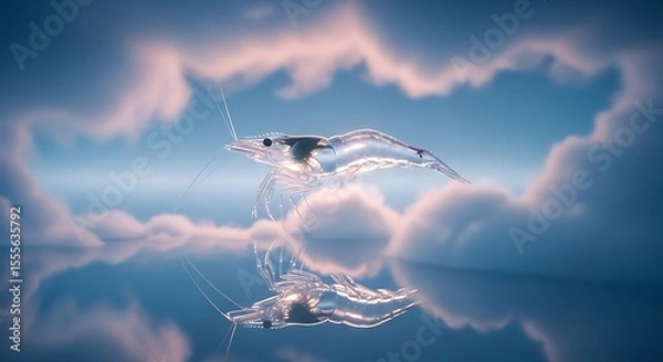 Fototapeta Shrimp Floating in Sky Reflection