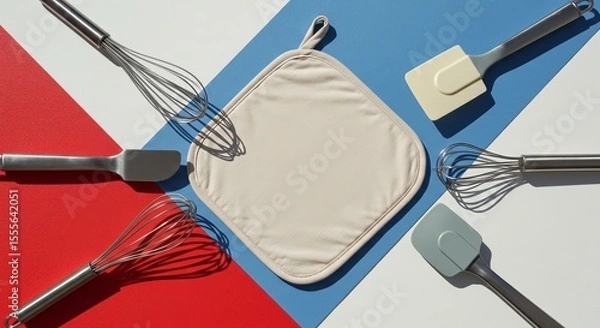Obraz Patriotic Cooking Setup with Blank Pot Holder
