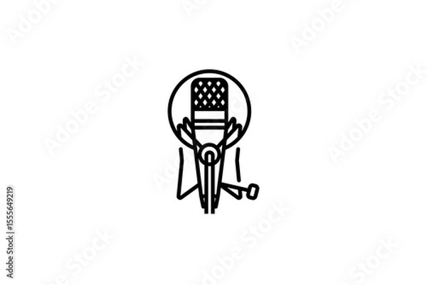 Obraz Record microphone vector line icon isolated on white background. Record microphone line icon for infographic, website or app. Icon designed on a grid system.