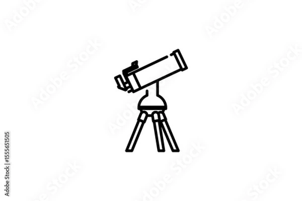 Obraz Telescope line icon space and astronomy magnify vector illustration design template on white background